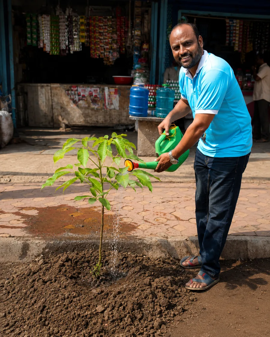 Mahaa Foundation team supporting tree plantation work in Mahalingpur